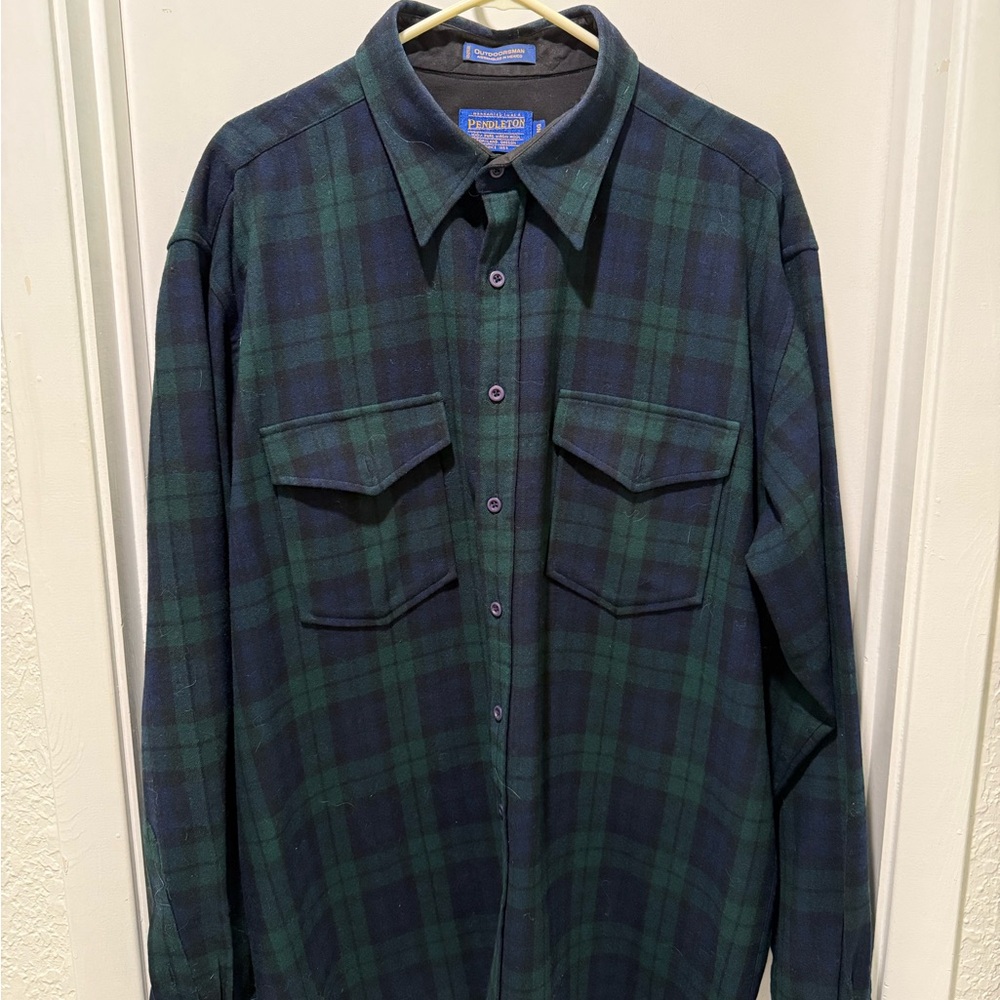 Pendleton Green and Blue Casual Button Down Shirt- XL